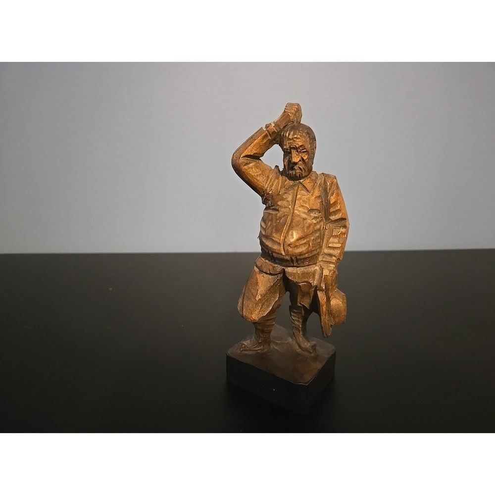 Vintage Ouro Artesania Carved Wooden‎ Figure Portly Gentleman Spain #702